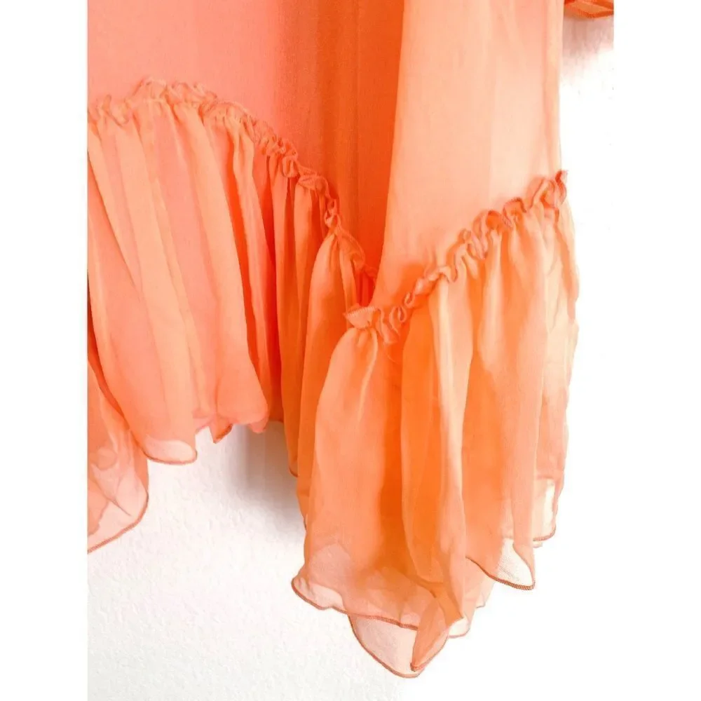 Alice + Olivia Ilaria 100% silk Dress in Peach